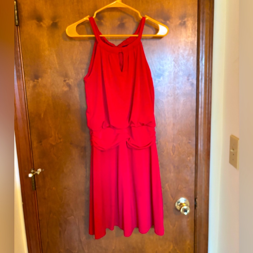 Valerie Bertinelli Vibrant Red Sleeveless Dress
